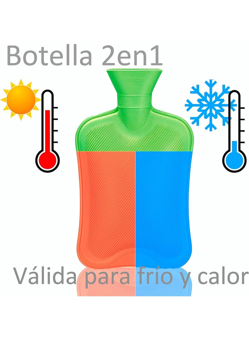 قربة مياه ساخنة حرارية سعة 1.8 لتر - كيس حراري مضاد للتسرب بفتحة واسعة وغطاء منسوج ناعم - تستخدم لتسكين الآلام وكمادات باردة للأطفال - Image 3